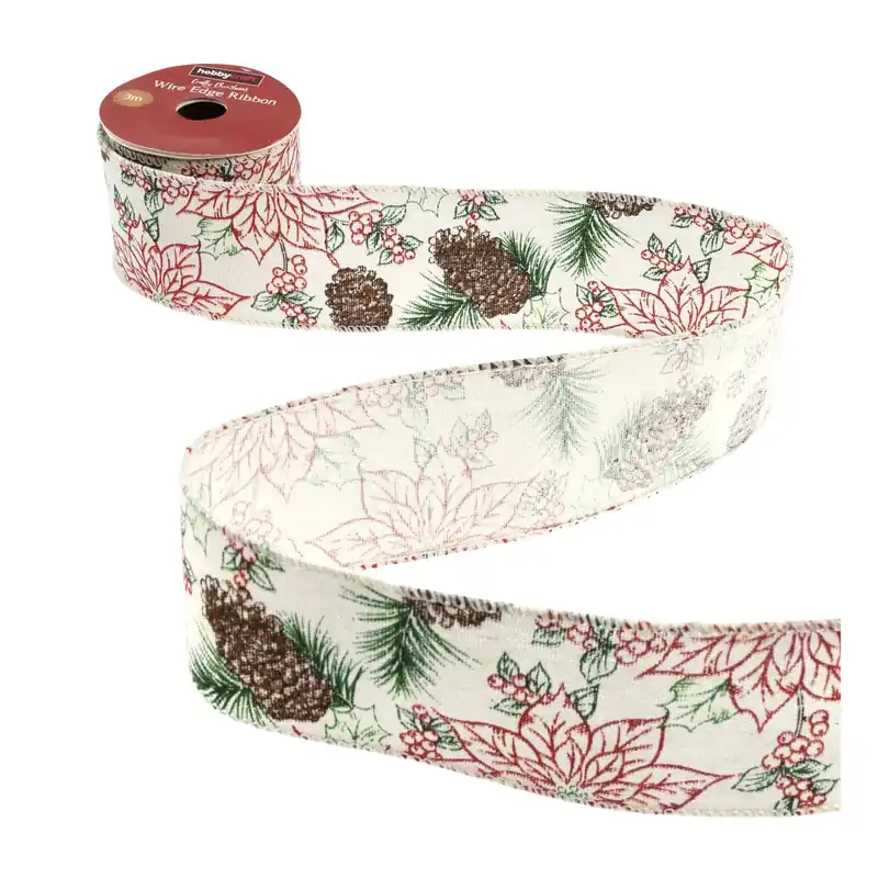 Sale Festive Foliage Wire Edge Ribbon 63mm x 3m