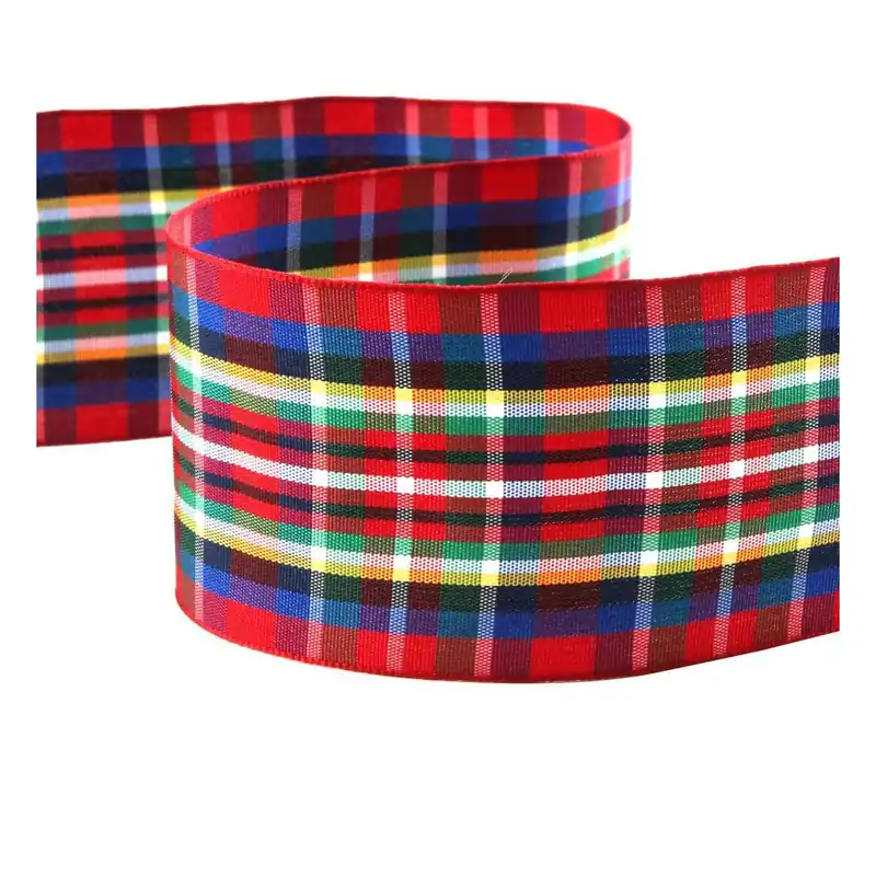 Red Tartan Ribbon 50mm x 3m Holiday Sale