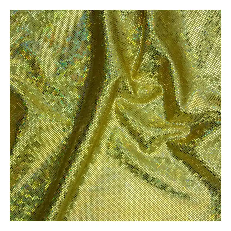 Gold Holo Foil Nylon Spandex Fabric by the Metre Exclusive Offer