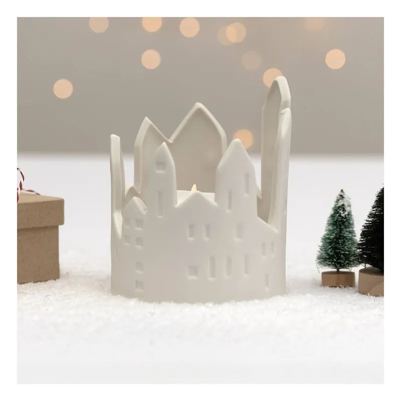 Ceramic House Tealight Holder 10.5cm Sale