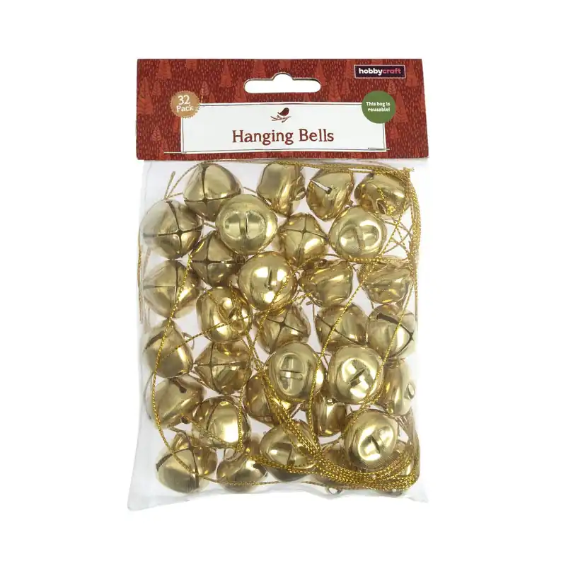 Final Sale Hanging Gold Bells 32 Pack