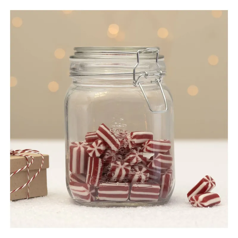 Christmas Tree Glass Clip Top Storage Jar 1L Grab Now