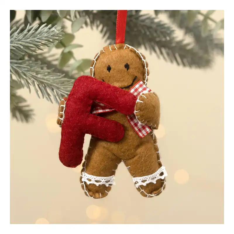 Last Chance Hanging Gingerbread Felt Letter F Decoration