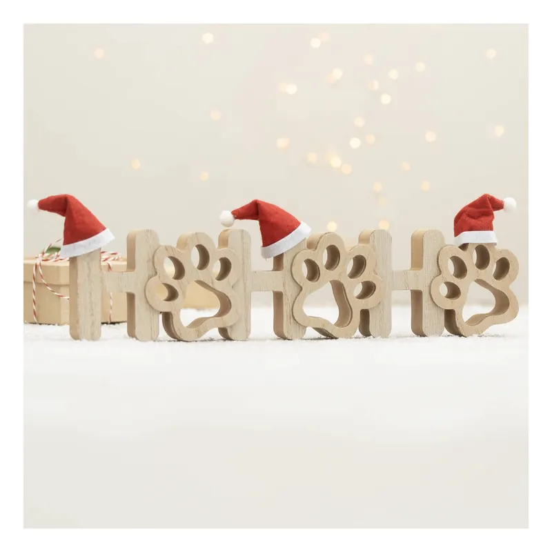 Free Delivery Wooden Paw Ho Ho Ho Decoration 30cm