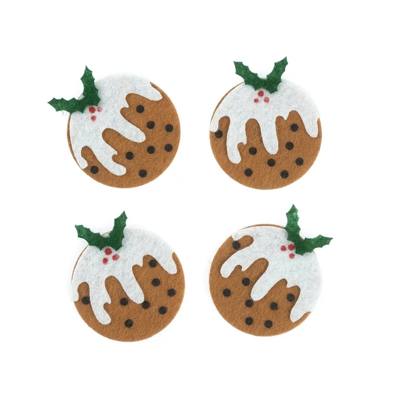 Next Day Delivery Christmas Pudding Felt Embellishments 4 Pack