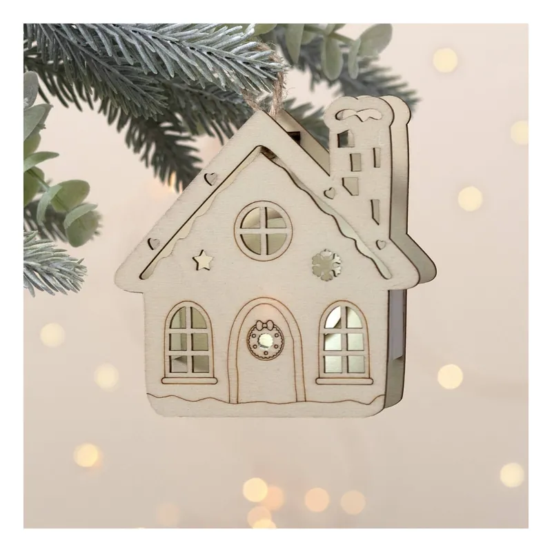 Free Returns LED Wooden House Light Box Decoration 10.5cm