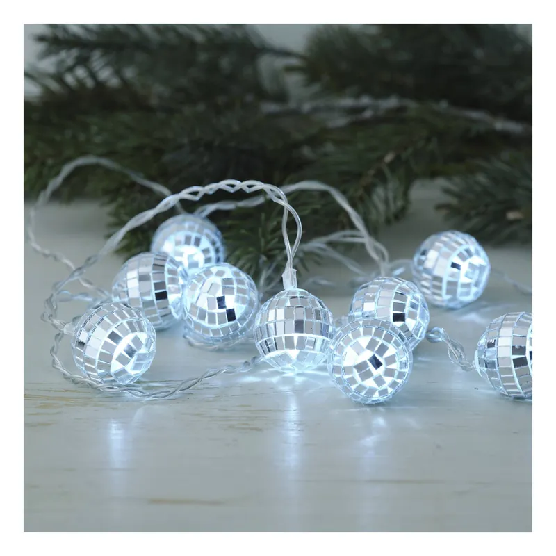 Silver Mirror Ball LED Lights 2.3m Viral