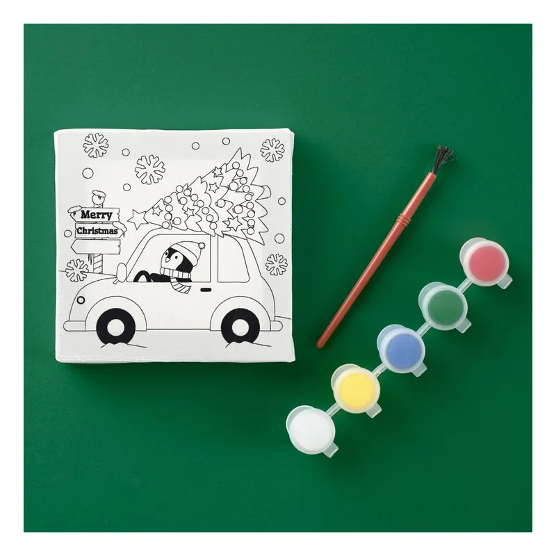 Mini Car with Christmas Tree Colour-in Canvas Premium
