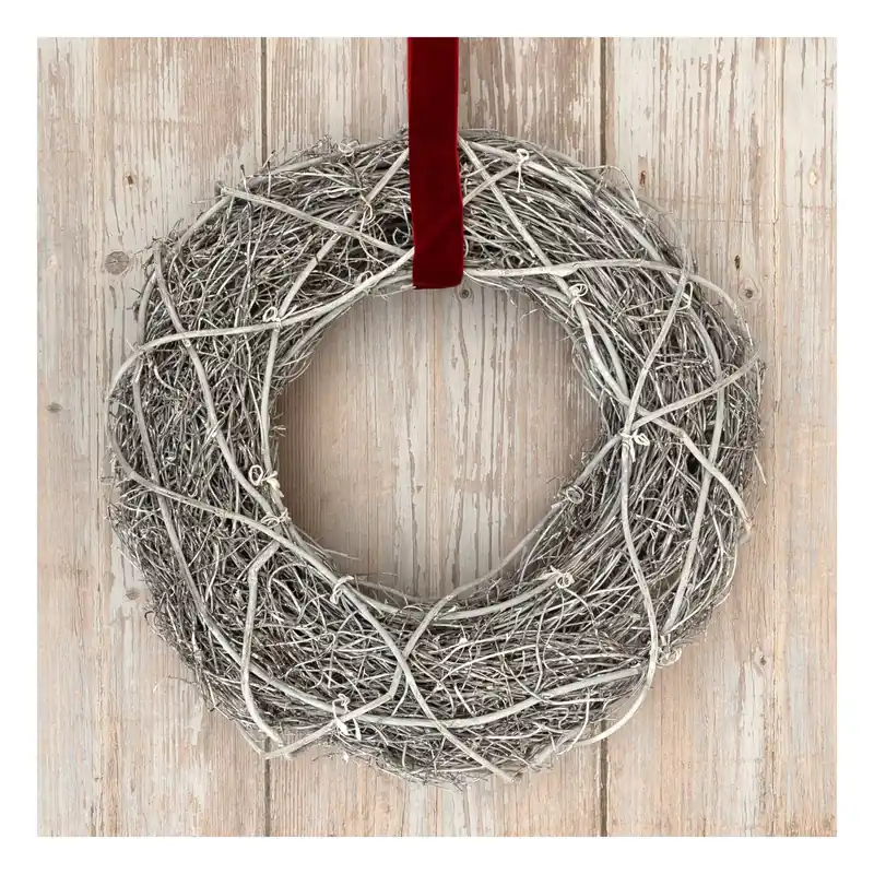 Today Only Large Silver Rattan Wreath 32cm