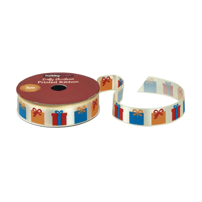Christmas Present Printed Ribbon 15mm x 3m No Minimum Order
