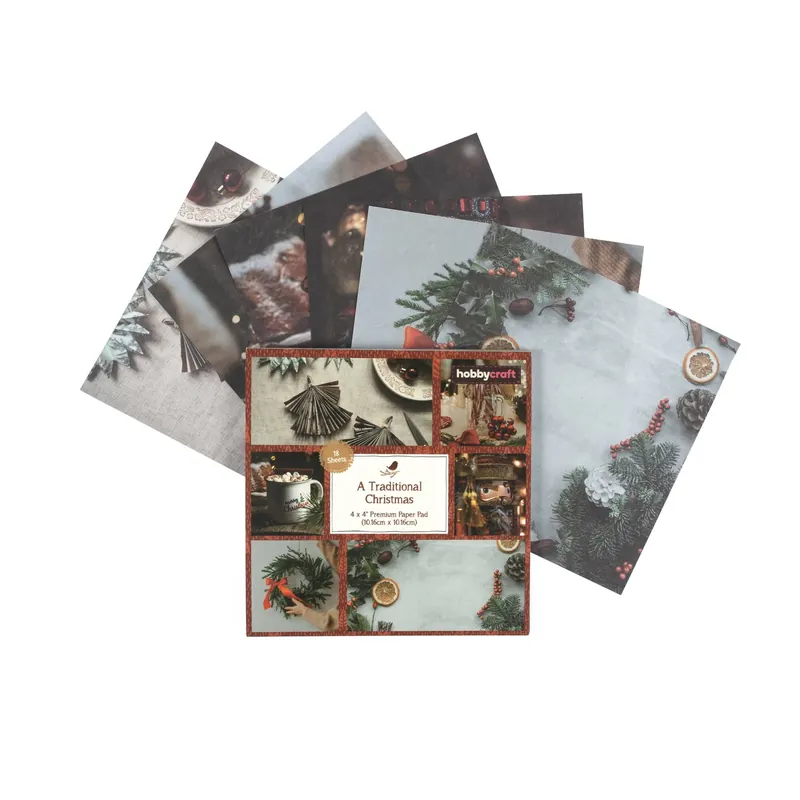 Time-Limited Traditional Christmas Paper Pad 4 x 4 Inches 18 Sheets