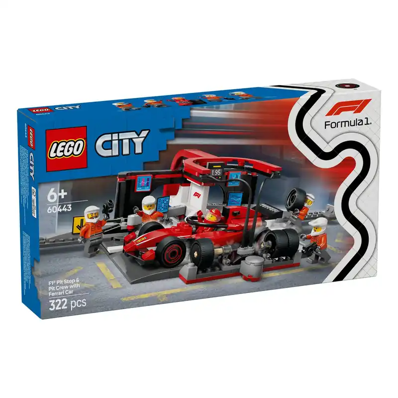 Buy Online LEGO City F1 Pit Stop and Pit Crew with Ferrari Car