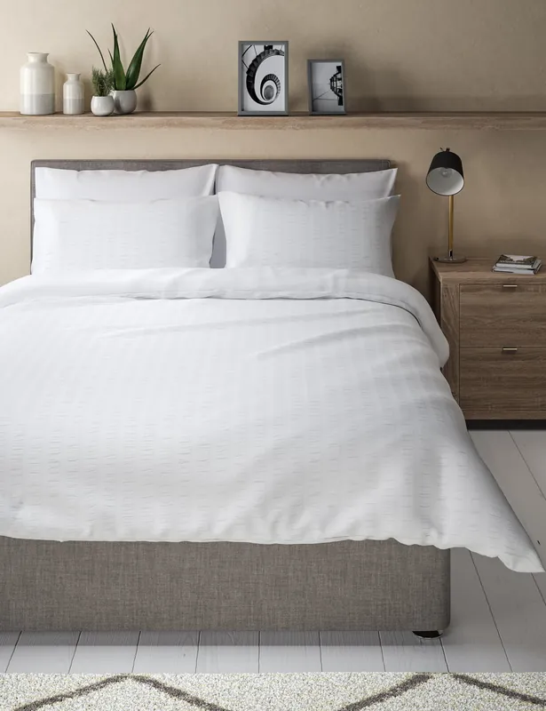 Pure Cotton Striped Seersucker Bedding Set Budget