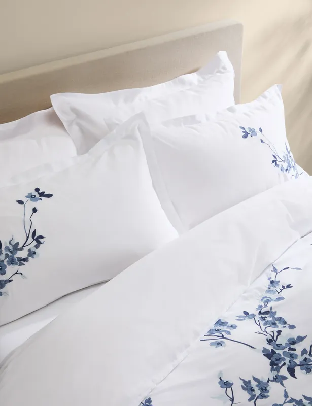 Trailing Cherry Blossom Embroidered Bedding Set Fast Shipping