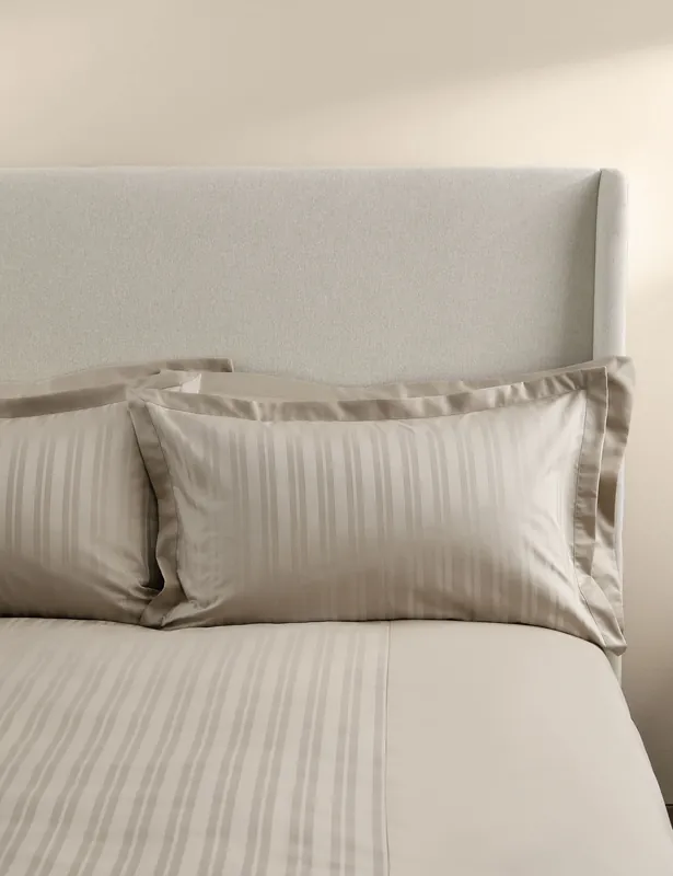 Grab Now 2 Pack Pure Cotton Stripe Jacquard Pillowcases