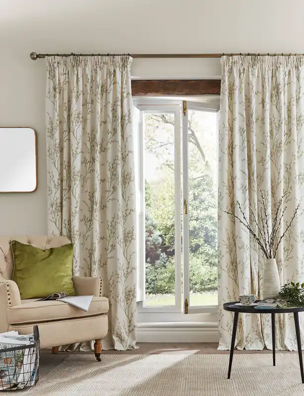 Pussy Willow Pure Cotton Pencil Pleat Curtains Wholesale