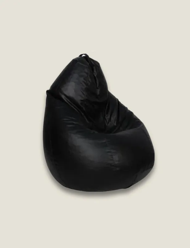 Black Faux Leather Teardrop Beanbag Genuine