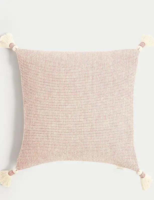 Pure Cotton Textured Tasselled Cushion Money Back Guarantee