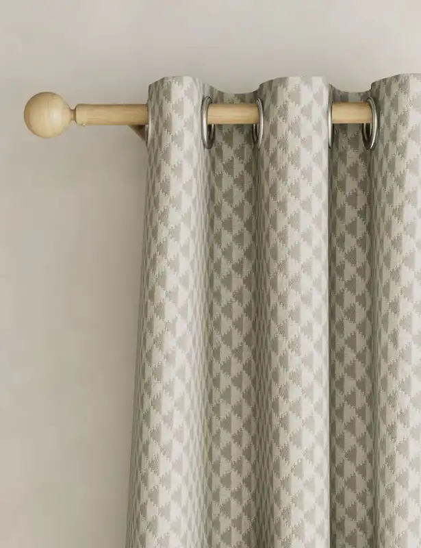 Cotton Blend Geometric Eyelet Curtains Top Rated
