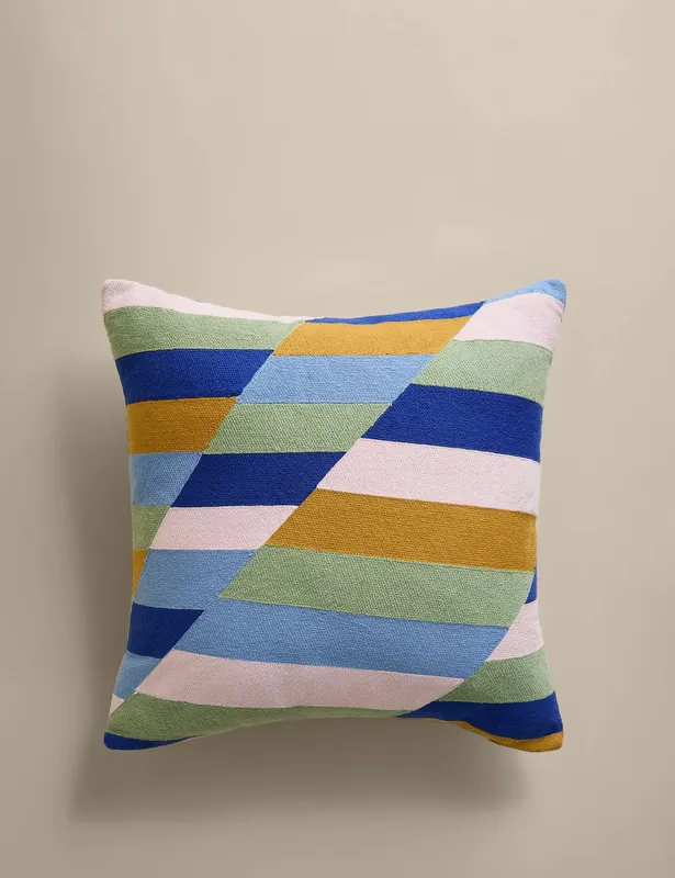Pure Cotton Geometric Embroidered Cushion Free Returns