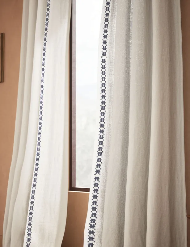 Mega Sale Pure Cotton Embroidered Sheer Curtains
