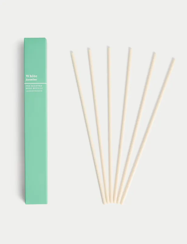 Crafted Set of 6 White Jasmine Scented Reeds