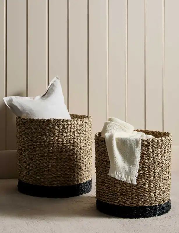 Final Sale Set of 2 Raffia & Seagrass Large Baskets