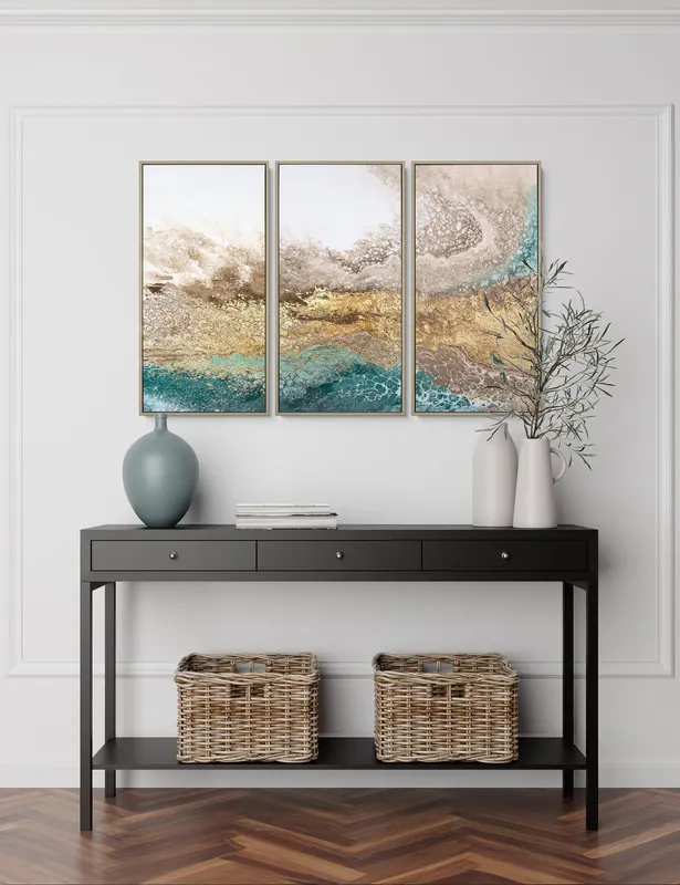 Cheap Set of 3 Serene Triptych Abstract Framed Art