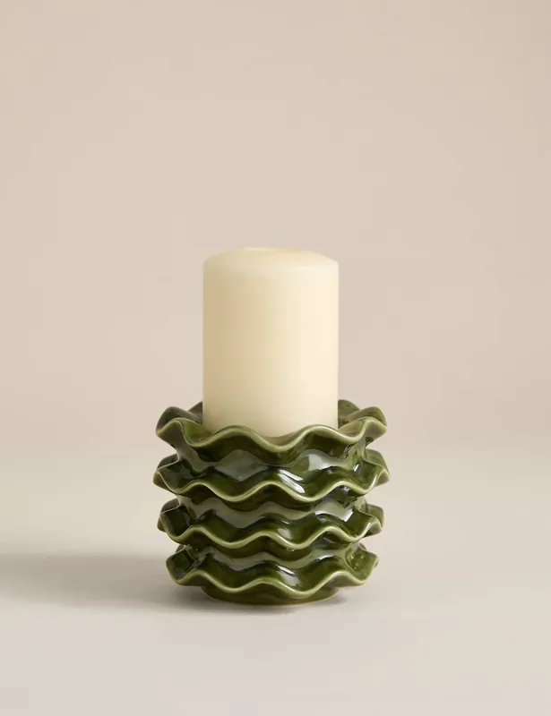 Exclusive Frill Ceramic Pillar Candle Holder