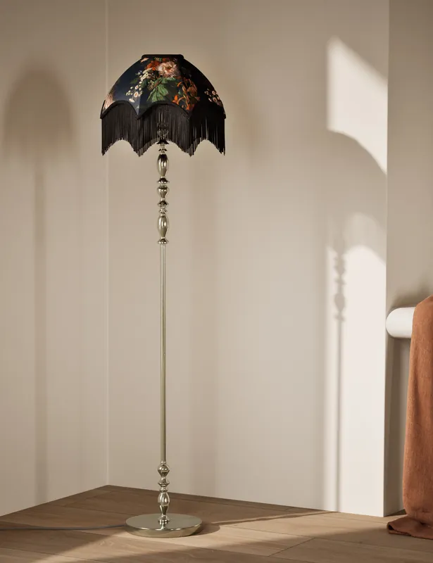 Luxury Floral Fringed Floor Lamp
