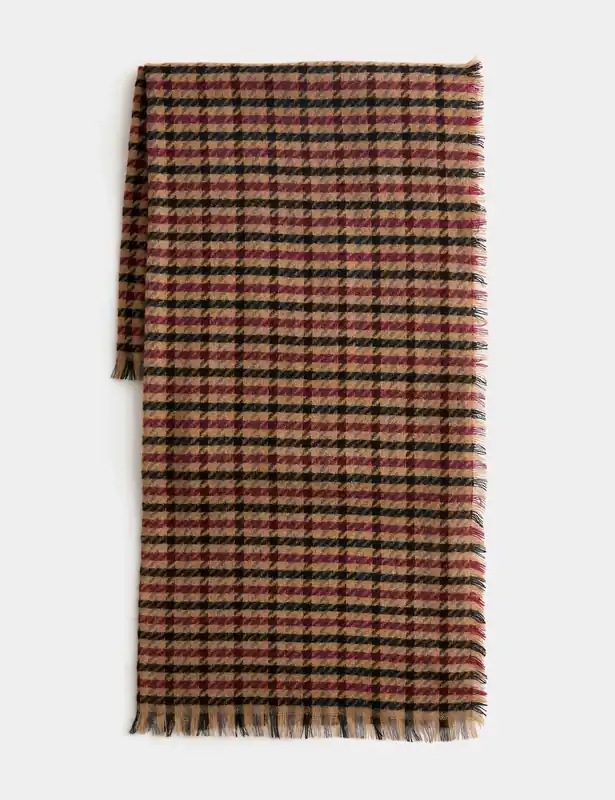 Woven Checked Fringed Scarf Today Only
