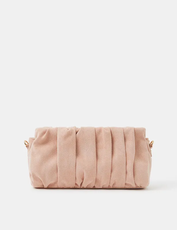 Special Discount Faux Suede Ruched Chain Strap Clutch Bag