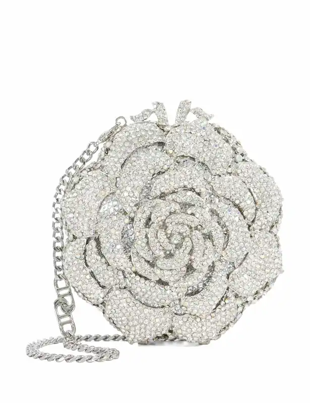 Viral Diamante Flower Chain Strap Clutch Bag
