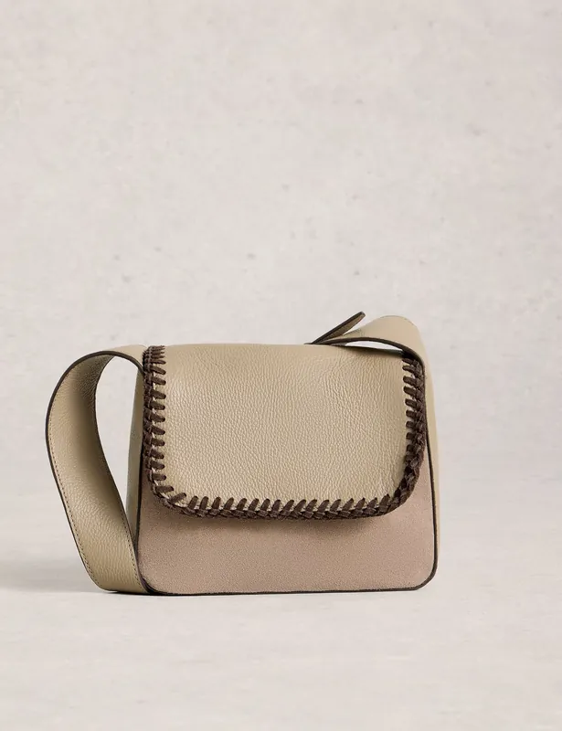 Money Back Guarantee Leather Stitch Detail Satchel