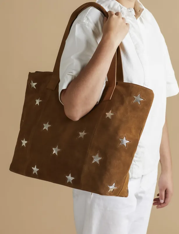 Markdown Leather Star Embellished Shoulder Bag