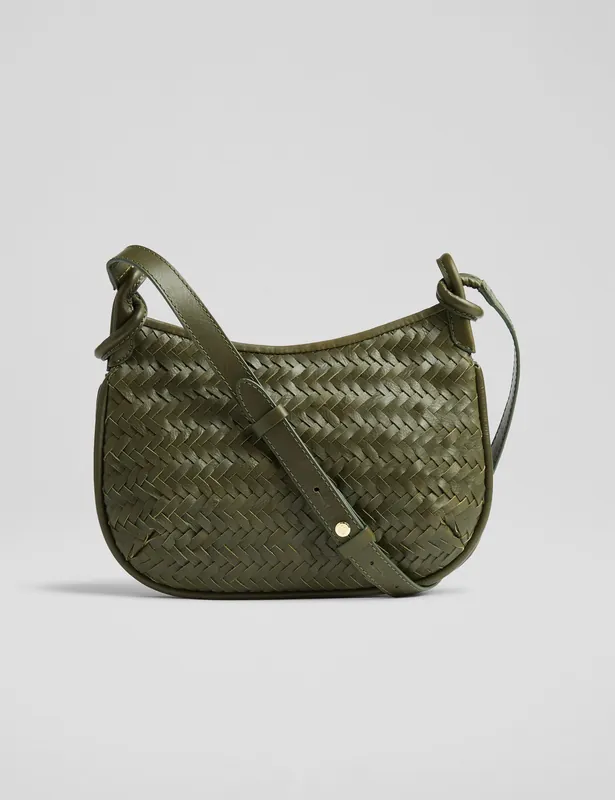 Premium Leather Woven Cross Body Bag
