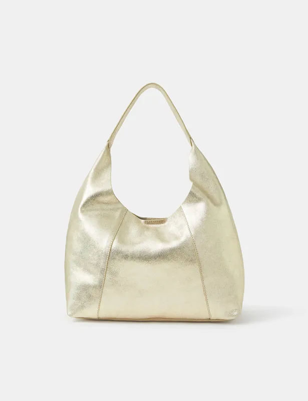 Price Cut Suede Metallic Slouch Shoulder Bag