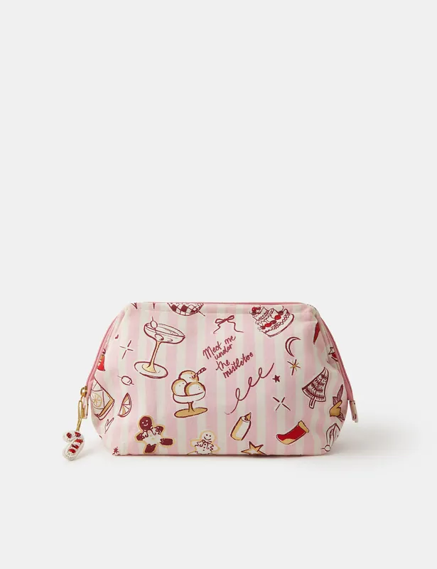 Pure Cotton Xmas Print Make-Up Bag Place Order