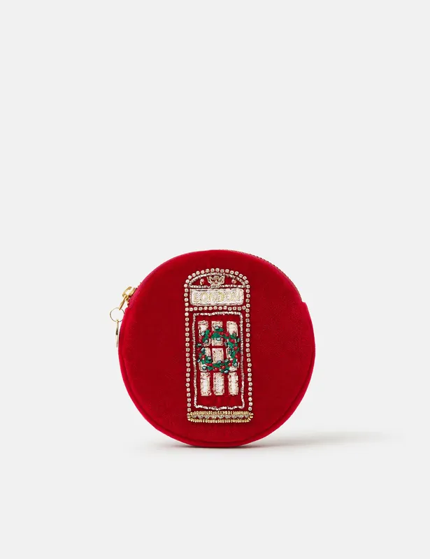 Velvet Xmas London Phone Box Coin Purse Bargain