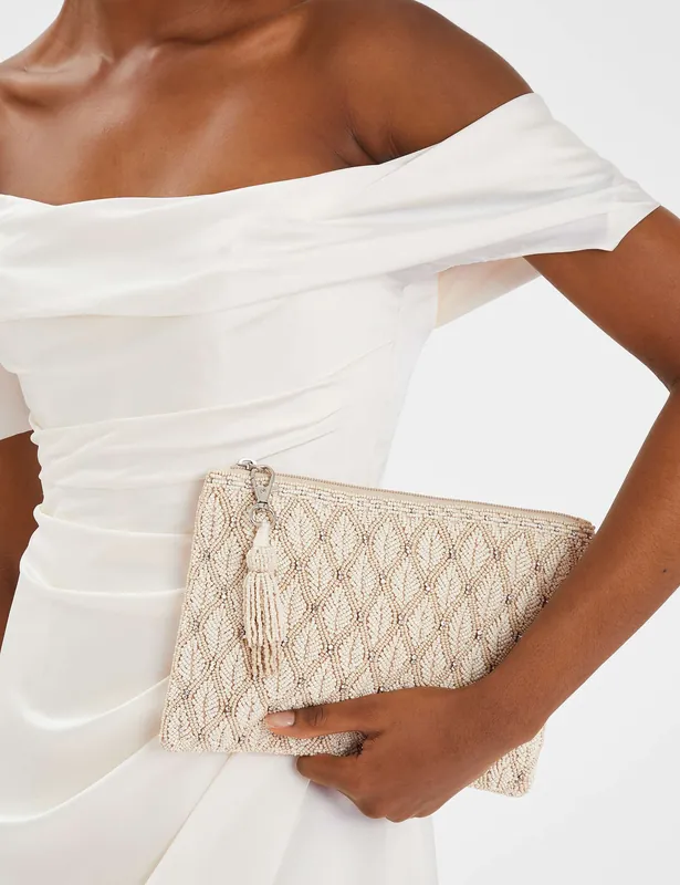 Grab Now Pure Cotton Beaded Bridal Pouch Purse