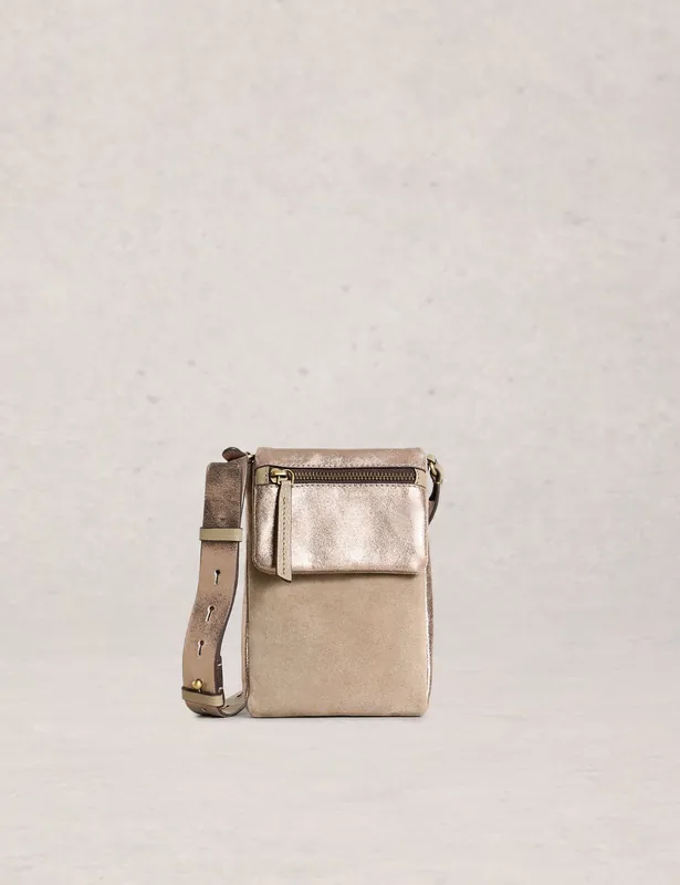 Leather Zip Detail Cross Body Phone Bag Super Sale