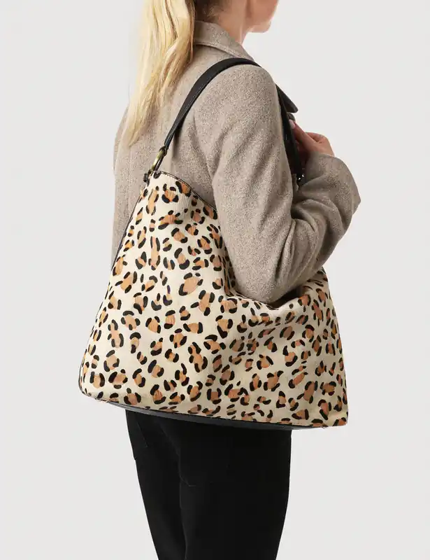 Hair On Leather Animal Print Shoulder Bag Handmade
